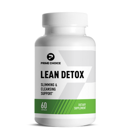 Prime Choice Lean Detox supplement bottle with label showing: Slimming & Cleansing Support, 60 Capsules, Dietary Supplement.