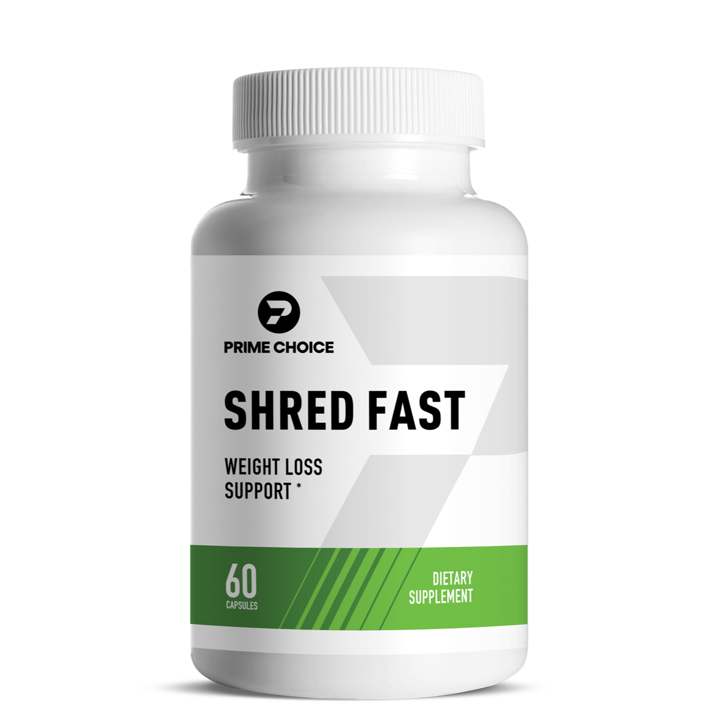 Prime Choice Brand Shred Fast supplement product photo showing the front label. Supports weight loss and overall wellness.